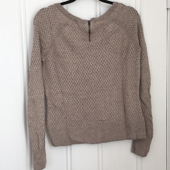 american eagle tan knit sweater w/ zipper - Picture 3 of 4